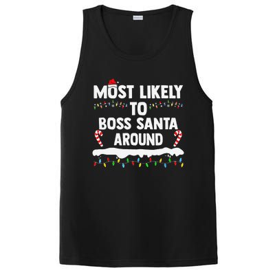 Most Likely To Boss Santa Around Christmas Matching Family PosiCharge Competitor Tank