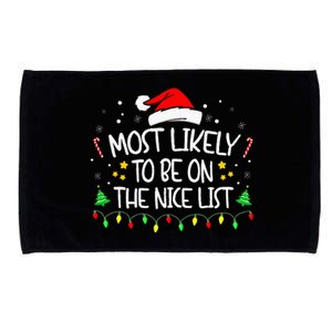 Most Likely To Be On The Nice List Funny Family Christmas Microfiber Hand Towel