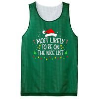 Most Likely To Be On The Nice List Funny Family Christmas Mesh Reversible Basketball Jersey Tank