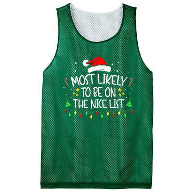 Most Likely To Be On The Nice List Funny Family Christmas Mesh Reversible Basketball Jersey Tank