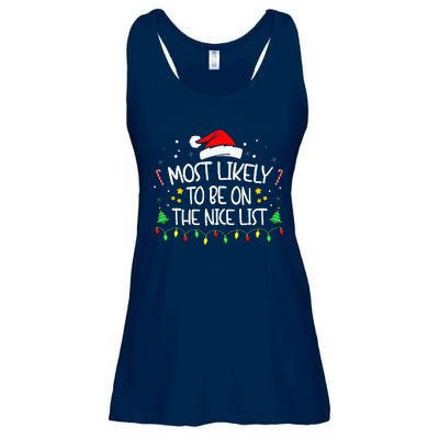 Most Likely To Be On The Nice List Funny Family Christmas Ladies Essential Flowy Tank