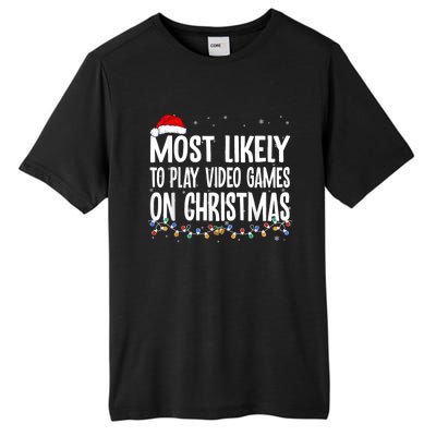 Most Likely To Play Video Games On Christmas Gamer Lovers Tall Fusion ChromaSoft Performance T-Shirt