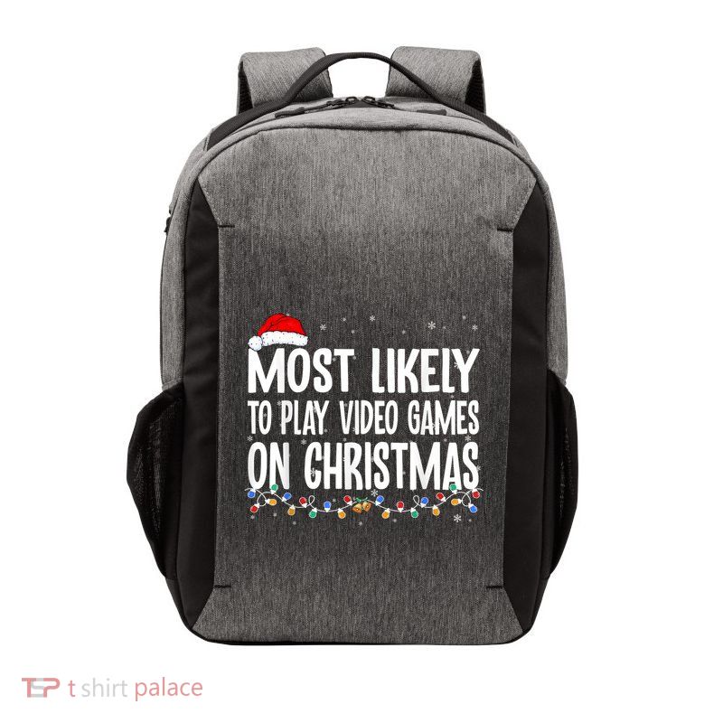 Most Likely To Play Video Games On Christmas Gamer Lovers Vector Backpack