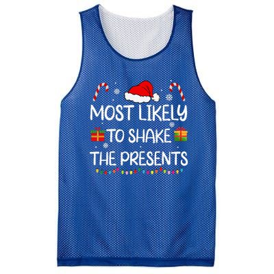 Most Likely To Shake The Presents family Christmas matching  Mesh Reversible Basketball Jersey Tank