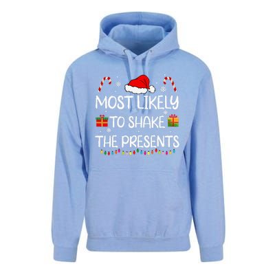 Most Likely To Shake The Presents family Christmas matching  Unisex Surf Hoodie