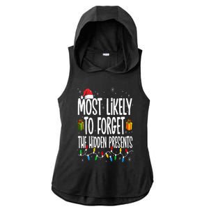 Most Likely To Forget The Hidden Presents Family Christmas Ladies PosiCharge Tri-Blend Wicking Draft Hoodie Tank