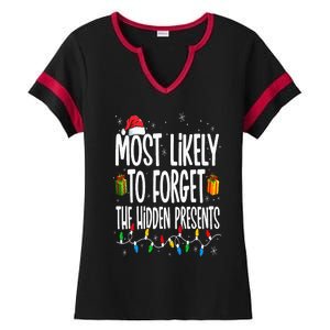 Most Likely To Forget The Hidden Presents Family Christmas Ladies Halftime Notch Neck Tee