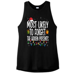 Most Likely To Forget The Hidden Presents Family Christmas Ladies PosiCharge Tri-Blend Wicking Tank