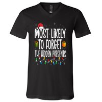 Most Likely To Forget The Hidden Presents Family Christmas V-Neck T-Shirt