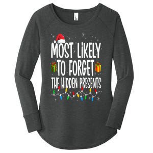 Most Likely To Forget The Hidden Presents Family Christmas Women's Perfect Tri Tunic Long Sleeve Shirt