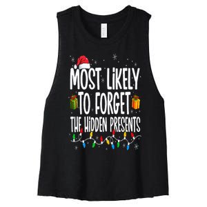 Most Likely To Forget The Hidden Presents Family Christmas Women's Racerback Cropped Tank