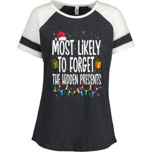 Most Likely To Forget The Hidden Presents Family Christmas Enza Ladies Jersey Colorblock Tee