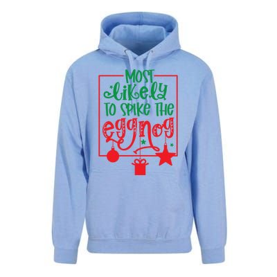 Most Likely To Spike The Eggnog Cute Gift Unisex Surf Hoodie