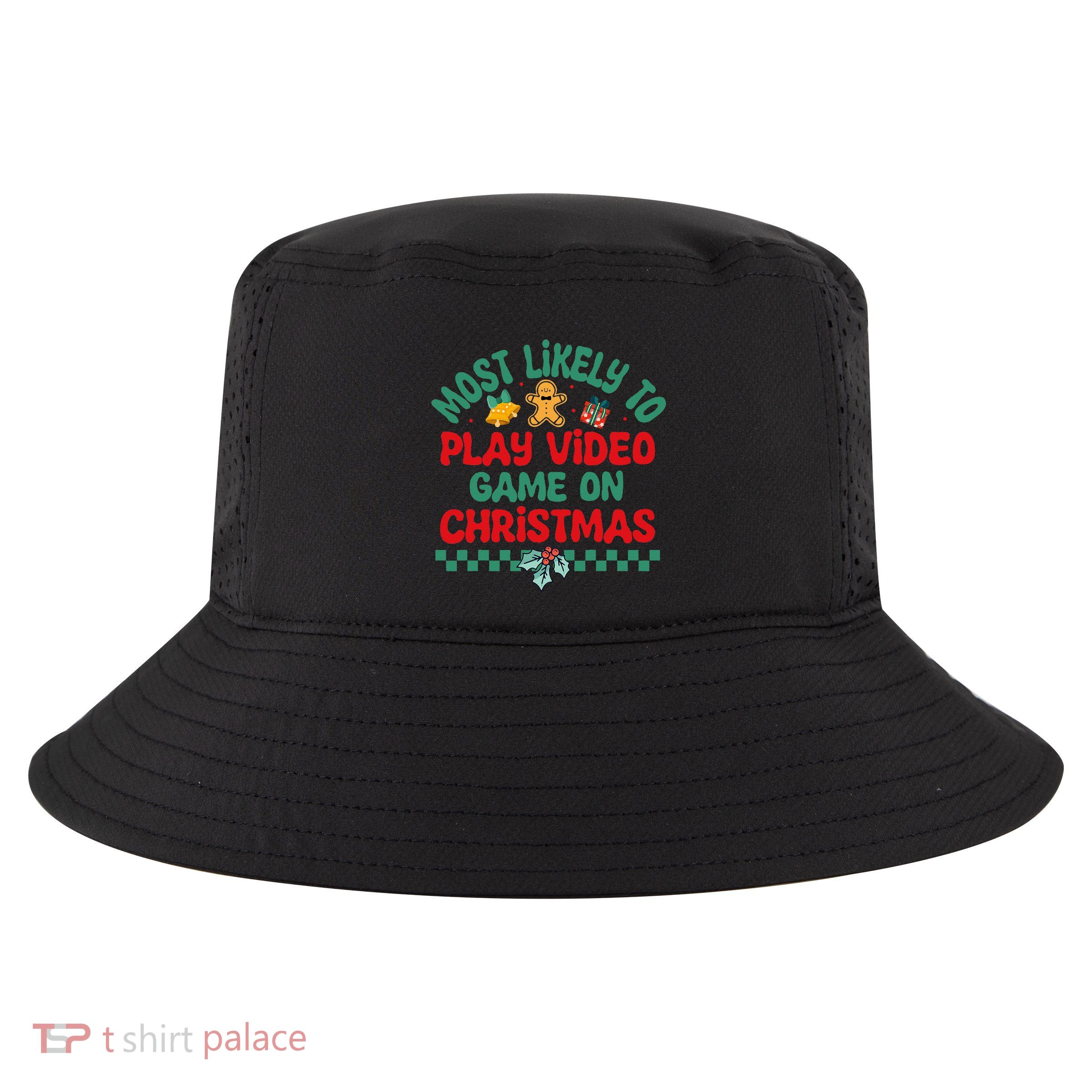 Most Likely To Play Video Game On Christmas Pajamas Cool Comfort Performance Bucket Hat