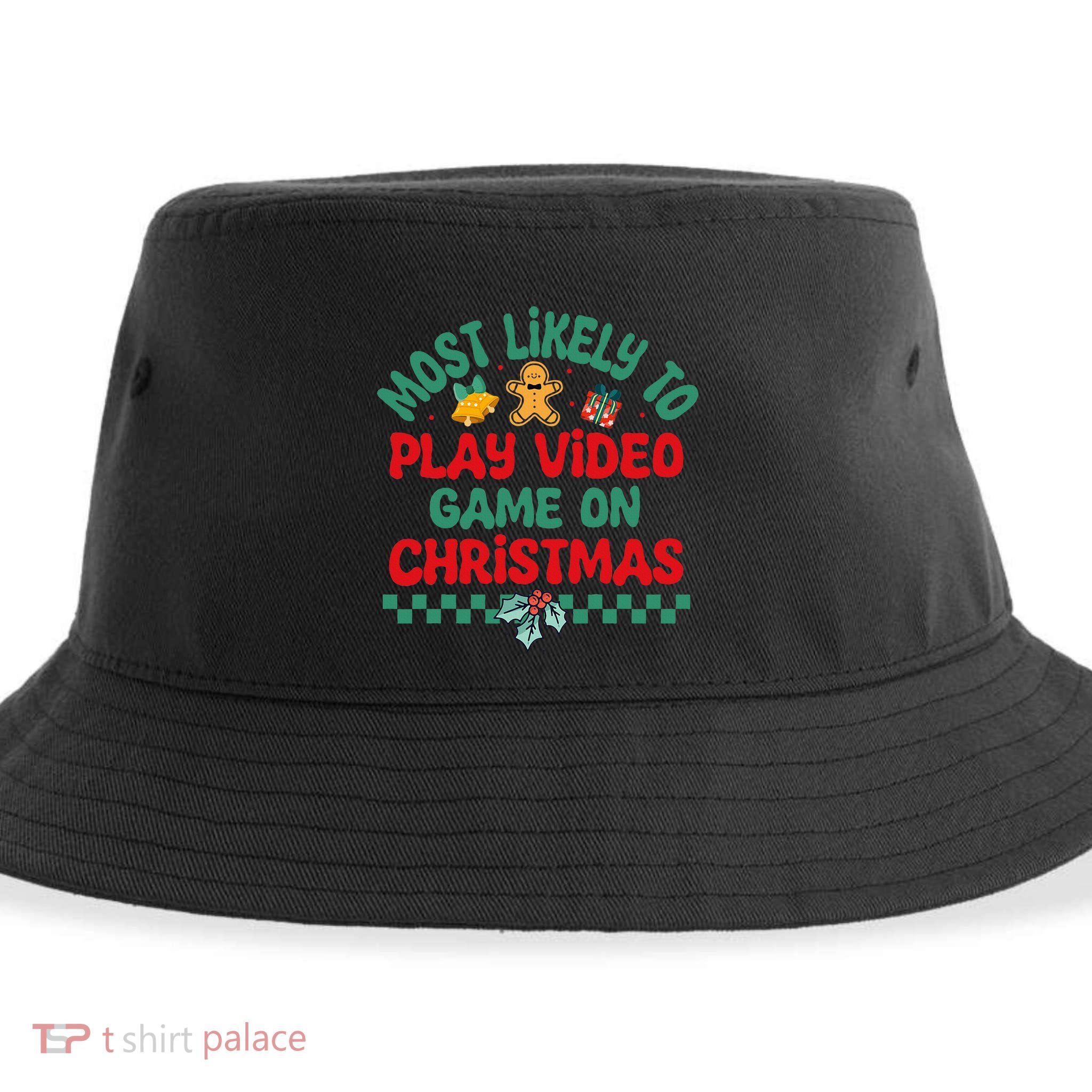 Most Likely To Play Video Game On Christmas Pajamas Sustainable Bucket Hat