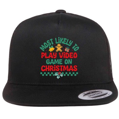 Most Likely To Play Video Game On Christmas Pajamas Flatbill Hat