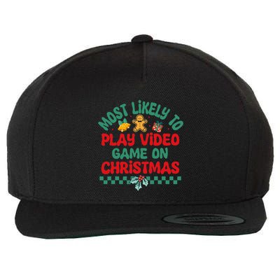 Most Likely To Play Video Game On Christmas Pajamas Wool Snapback Cap