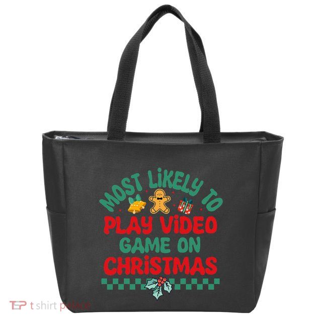 Most Likely To Play Video Game On Christmas Pajamas Zip Tote Bag