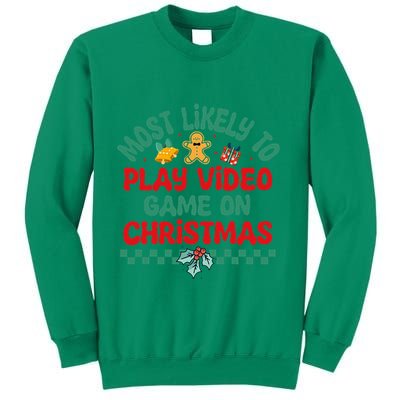 Most Likely To Play Video Game On Christmas Pajamas Sweatshirt