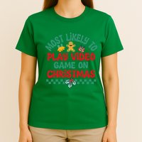 Most Likely To Play Video Game On Christmas Pajamas T-Shirt