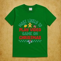 Most Likely To Play Video Game On Christmas Pajamas T-Shirt