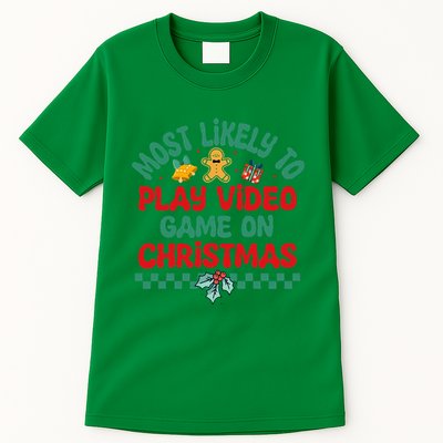 Most Likely To Play Video Game On Christmas Pajamas Tall T-Shirt
