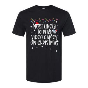 Most Likely To Play Video Games On Christmas Family Gamer Softstyle CVC T-Shirt