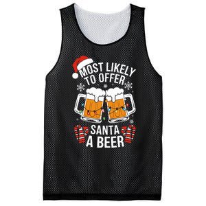 Most Likely To Offer Santa A Beer Christmas Drinking Mesh Reversible Basketball Jersey Tank