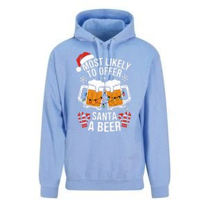 Most Likely To Offer Santa A Beer Christmas Drinking Unisex Surf Hoodie