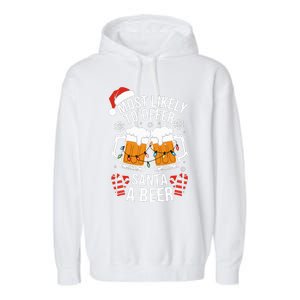 Most Likely To Offer Santa A Beer Christmas Drinking Garment-Dyed Fleece Hoodie