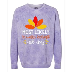 Most Likely To Matching Family Thanksgiving Pajamas Colorblast Crewneck Sweatshirt