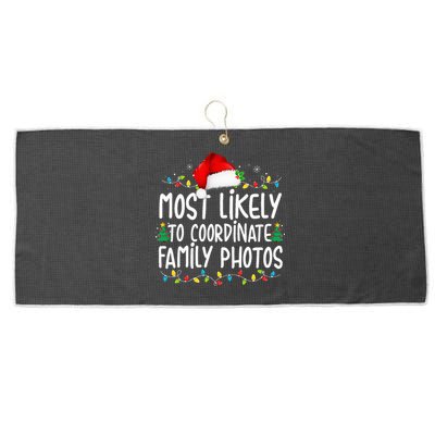 Most Likely To Coordinate Family Photos Christmas Large Microfiber Waffle Golf Towel