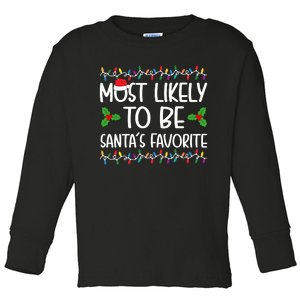 Most Likely To Be SantaS Favorite Christmas Shirts For Family Toddler Long Sleeve Shirt