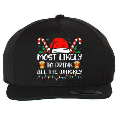 Most Likely To Drink All The Whiskey Funny Pajamas Christmas Wool Snapback Cap