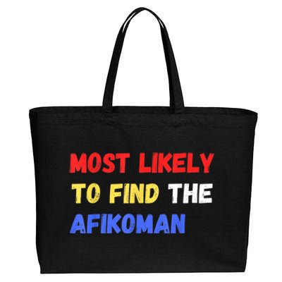 Most Likely To Find The Afikoman Matzah Matzo Cotton Canvas Jumbo Tote