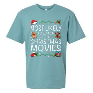 Most Likely To Watch The Christmas Movies Family Christmas Sueded Cloud Jersey T-Shirt