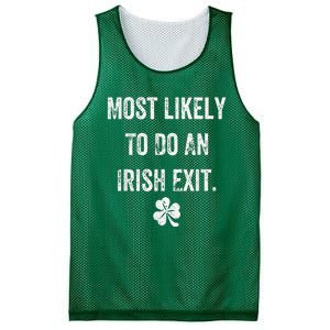 Most Likely To Do An Irish Exit Funny St Patrick Day Mesh Reversible Basketball Jersey Tank