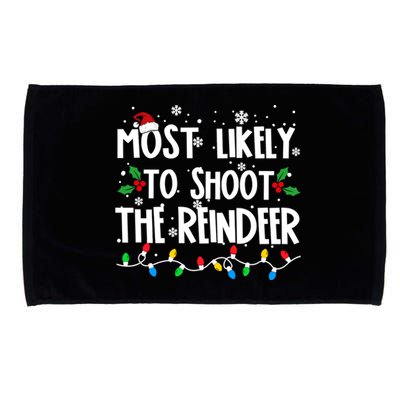 Most Likely To Shoot The Reindeer Family Christmas Holiday Microfiber Hand Towel