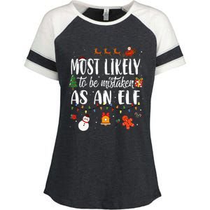 Most Likely To Be Mistaken As An Elf Family Christmas Enza Ladies Jersey Colorblock Tee