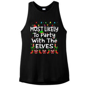 Most Likely To Party With The Elves Christmas Family Funny Ladies PosiCharge Tri-Blend Wicking Tank