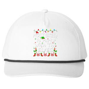 Most Likely To Party With The Elves Christmas Family Funny Snapback Five-Panel Rope Hat