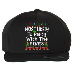 Most Likely To Party With The Elves Christmas Family Funny Wool Snapback Cap