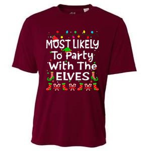 Most Likely To Party With The Elves Christmas Family Funny Cooling Performance Crew T-Shirt