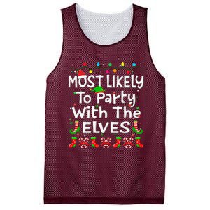 Most Likely To Party With The Elves Christmas Family Funny Mesh Reversible Basketball Jersey Tank