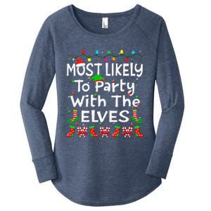 Most Likely To Party With The Elves Christmas Family Funny Women's Perfect Tri Tunic Long Sleeve Shirt