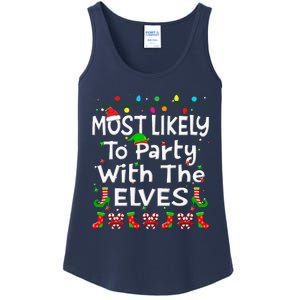 Most Likely To Party With The Elves Christmas Family Funny Ladies Essential Tank