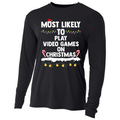 Most Likely To Play Video Games On Christmas Gamer Lovers Cooling Performance Long Sleeve Crew