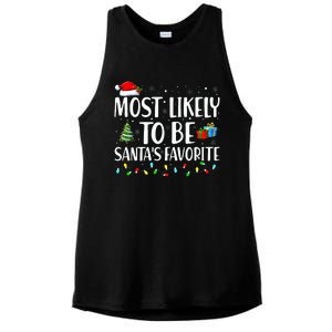 Most Likely To Be Santa's Favorite Christmas Family Matching Ladies PosiCharge Tri-Blend Wicking Tank