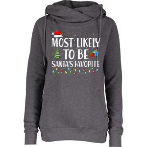 Most Likely To Be Santa's Favorite Christmas Family Matching Womens Funnel Neck Pullover Hood