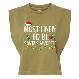 Most Likely To Be Santa's Favorite Christmas Family Matching Garment-Dyed Women's Muscle Tee